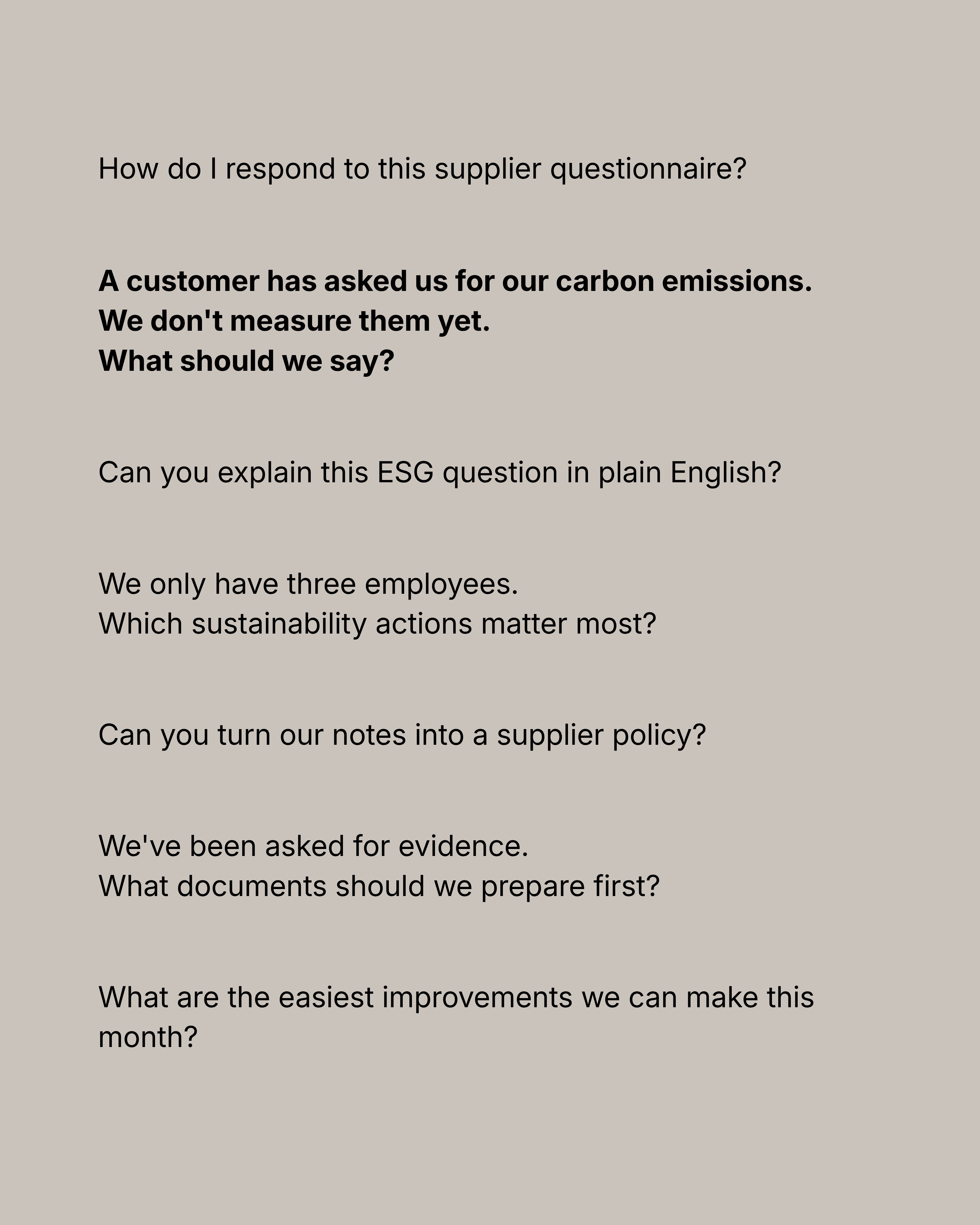 Example Intelligence questions.